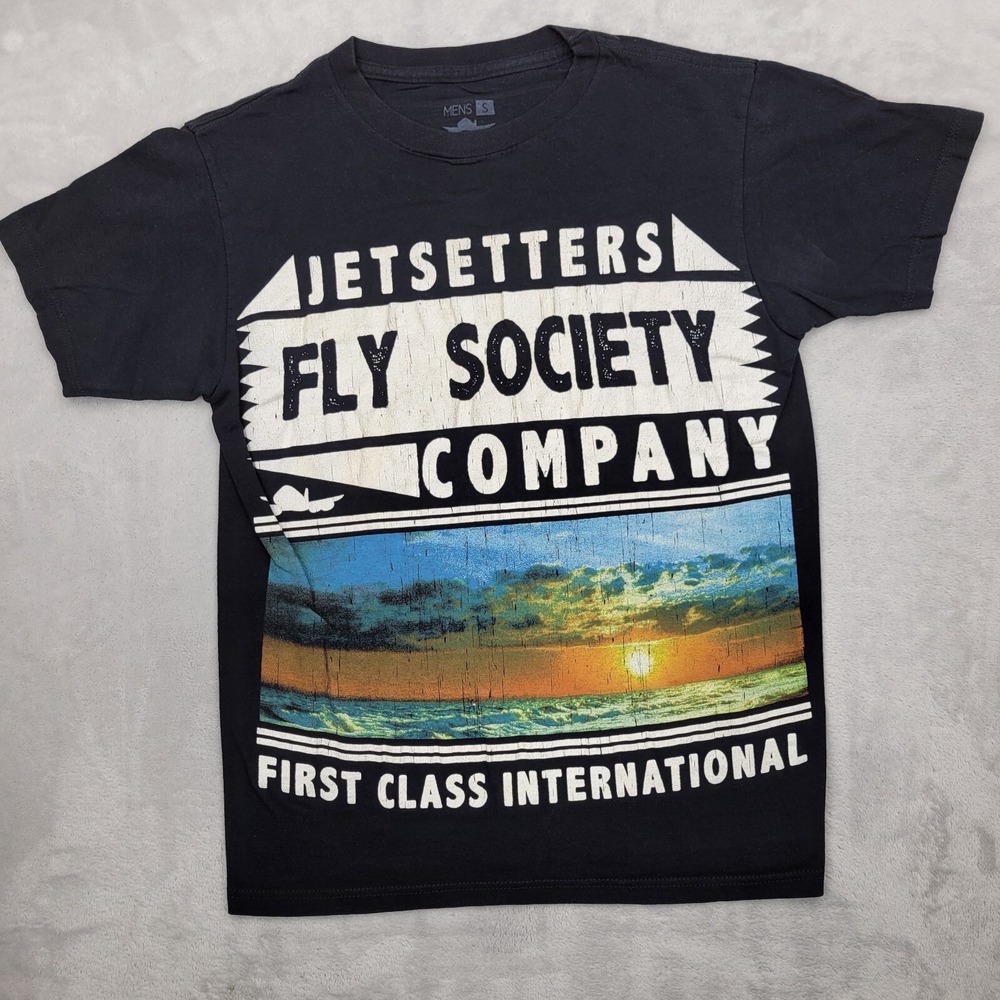 Fly Society T Shirt Mens Small Crewneck California Airplane Jetsetters Adult